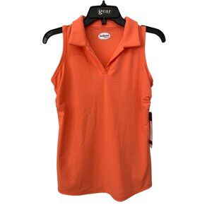 Southwind Pebble Beach Top Salmon Womens Small Sleeveless Collared Orange Golf
